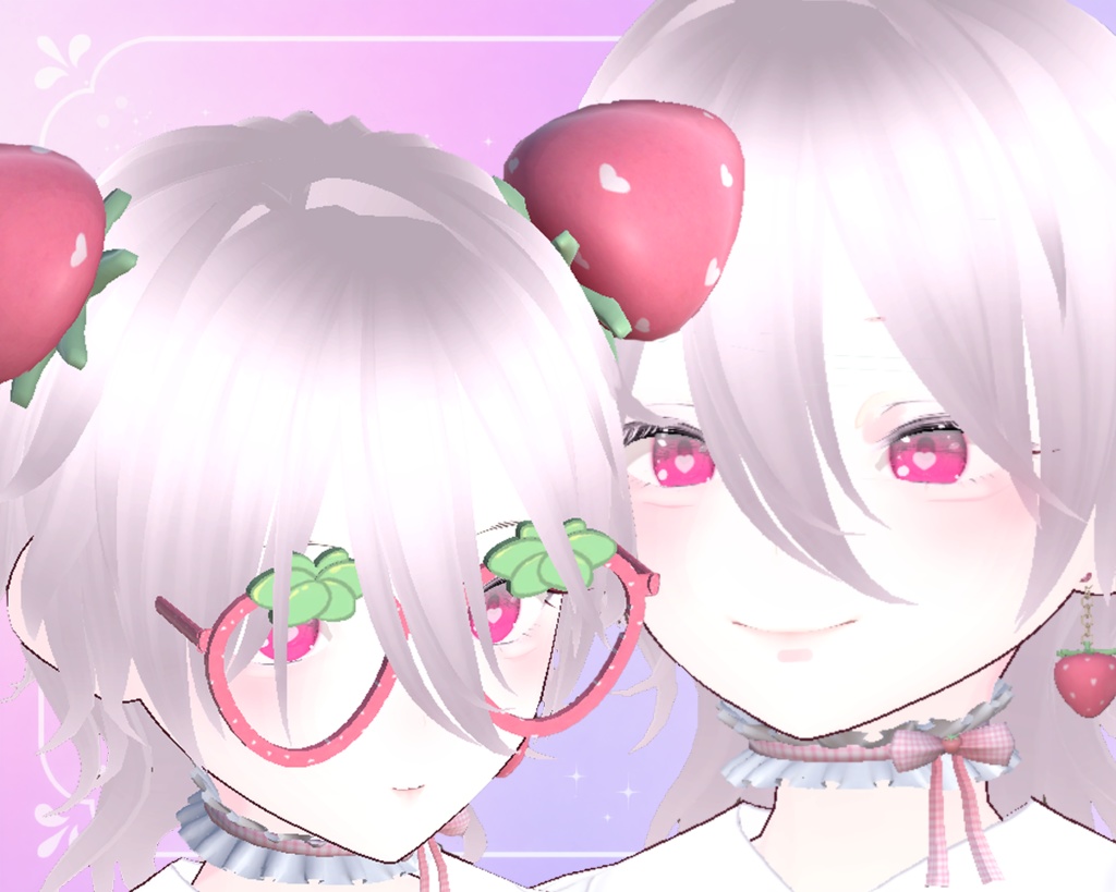 【VRChat】いちごアクセサリー4点セット