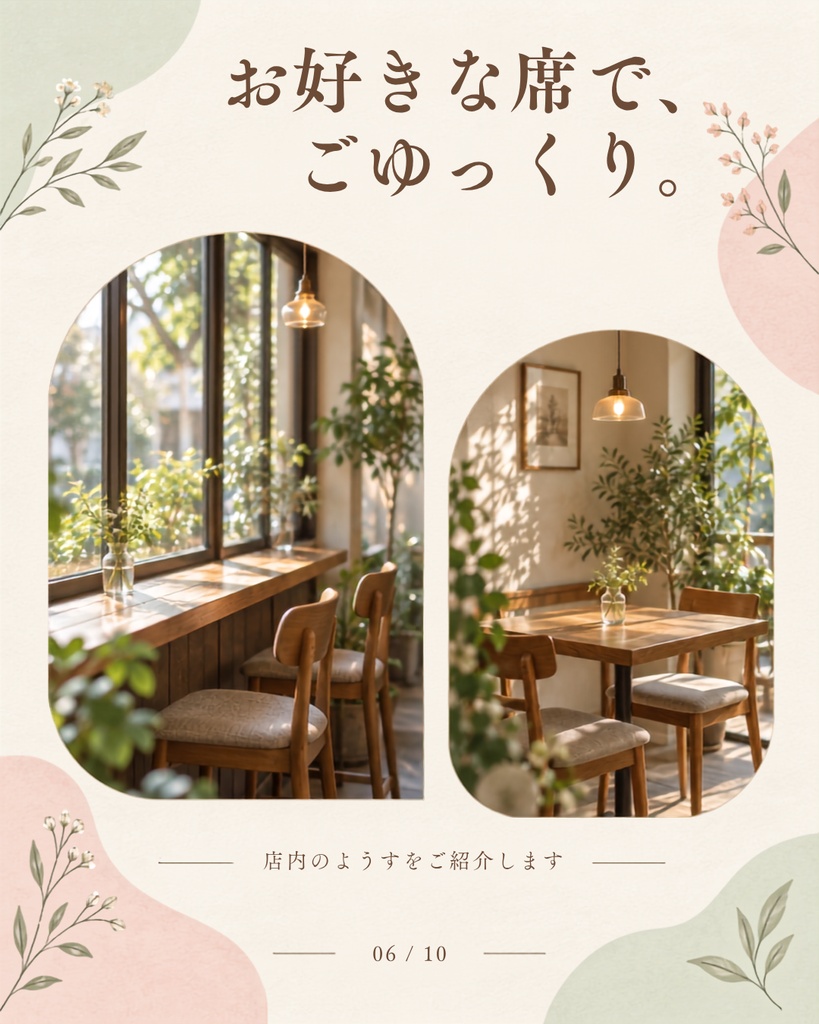 Canva編集可能。カフェ、飲食店向けInstagramテンプレート10枚セット