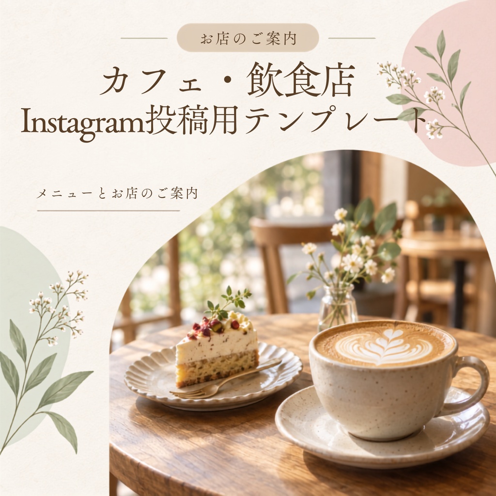 Canva編集可能。カフェ、飲食店向けInstagramテンプレート10枚セット