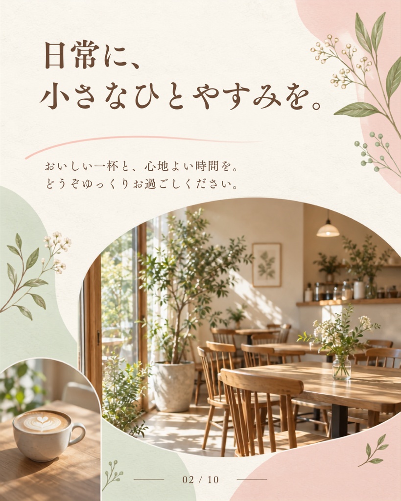 Canva編集可能。カフェ、飲食店向けInstagramテンプレート10枚セット