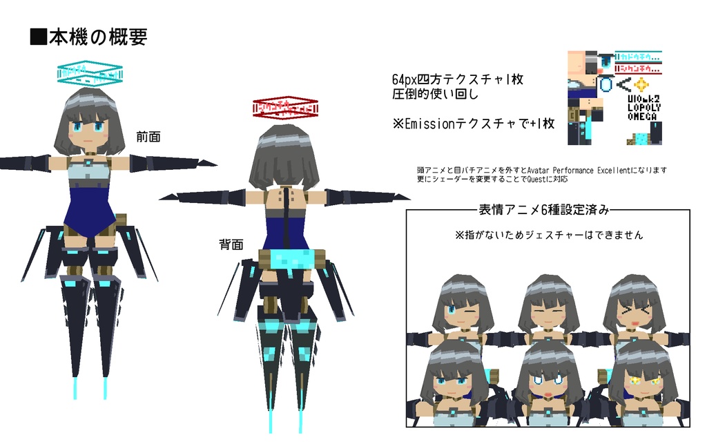 ローポリU10mk2【VRChat想定アバター】