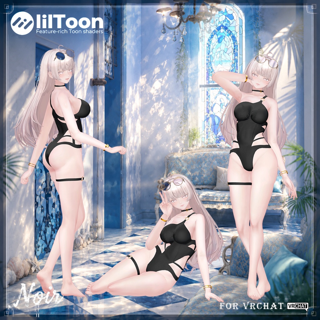 【半額中】🖤Vague Noire🖤 - Swimsuit for VRChat 【9アバター対応】