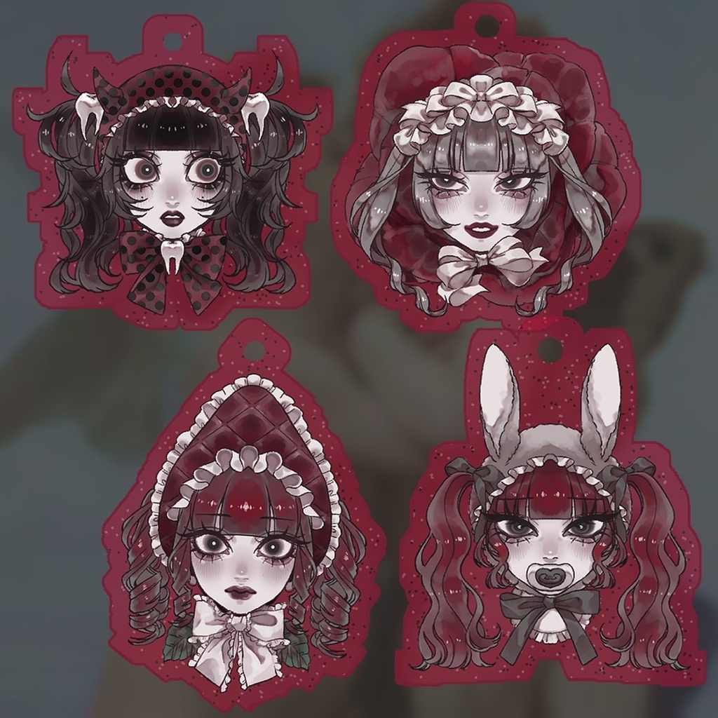 レッドラメアクリルキーホルダー