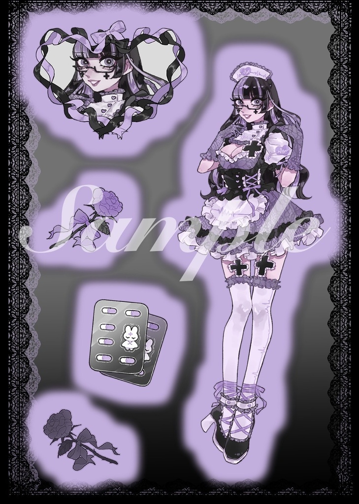 ラメ♡ハーフカットシール