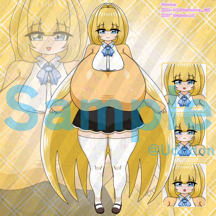 【動く!立ち絵】ぷるんぷるん動く!金髪女の子アニメーション素材集💛表情3種 【背景透過GIF】