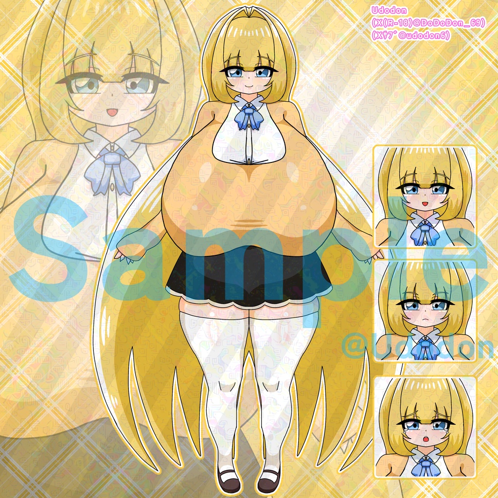 【動く!立ち絵】ぷるんぷるん動く!金髪女の子アニメーション素材集💛表情3種 【背景透過GIF】