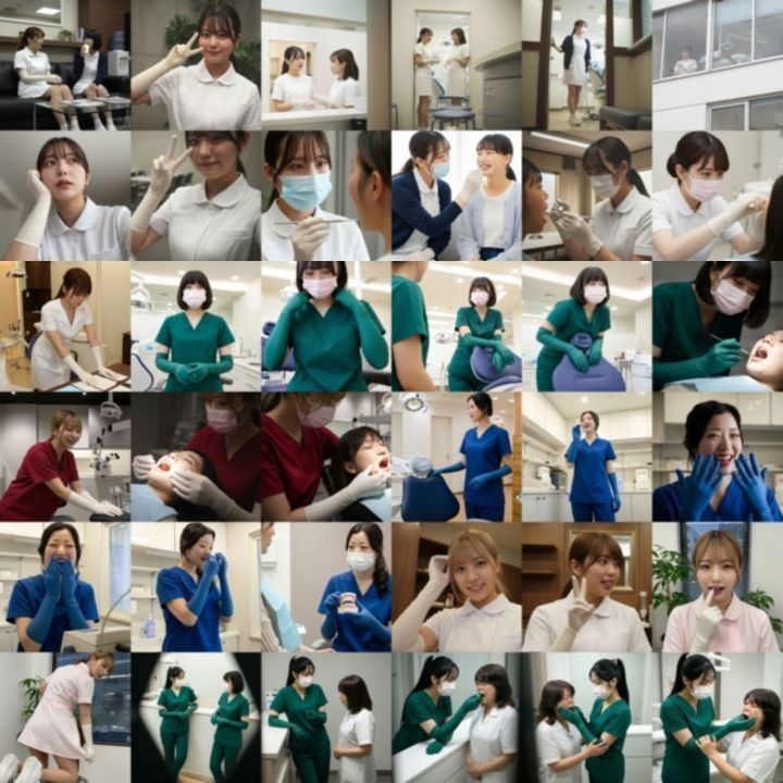 ゴム手袋×歯科衛生士(画像+映像)