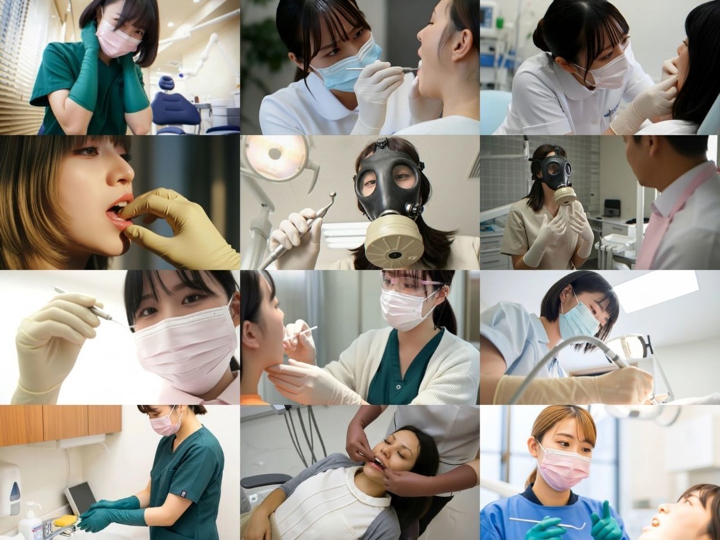 ゴム手袋×歯科衛生士(画像+映像)