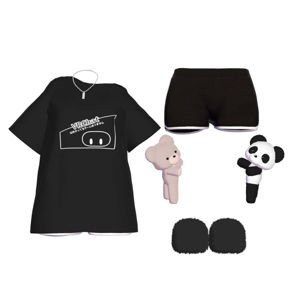 【8avatar対応】Re Dasadabo Tshirt+必死に足にしがみつくパンダとくま