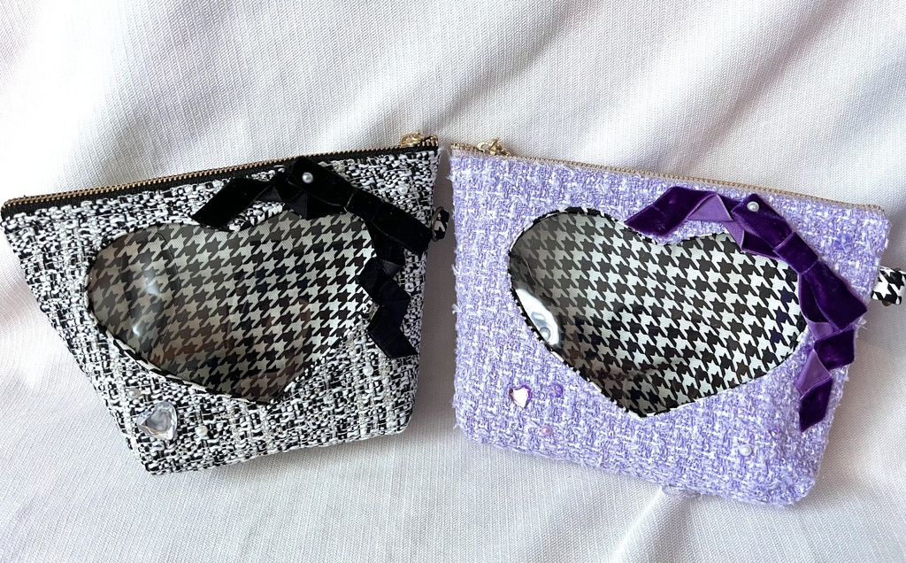 ハートリボンポーチ（紫）