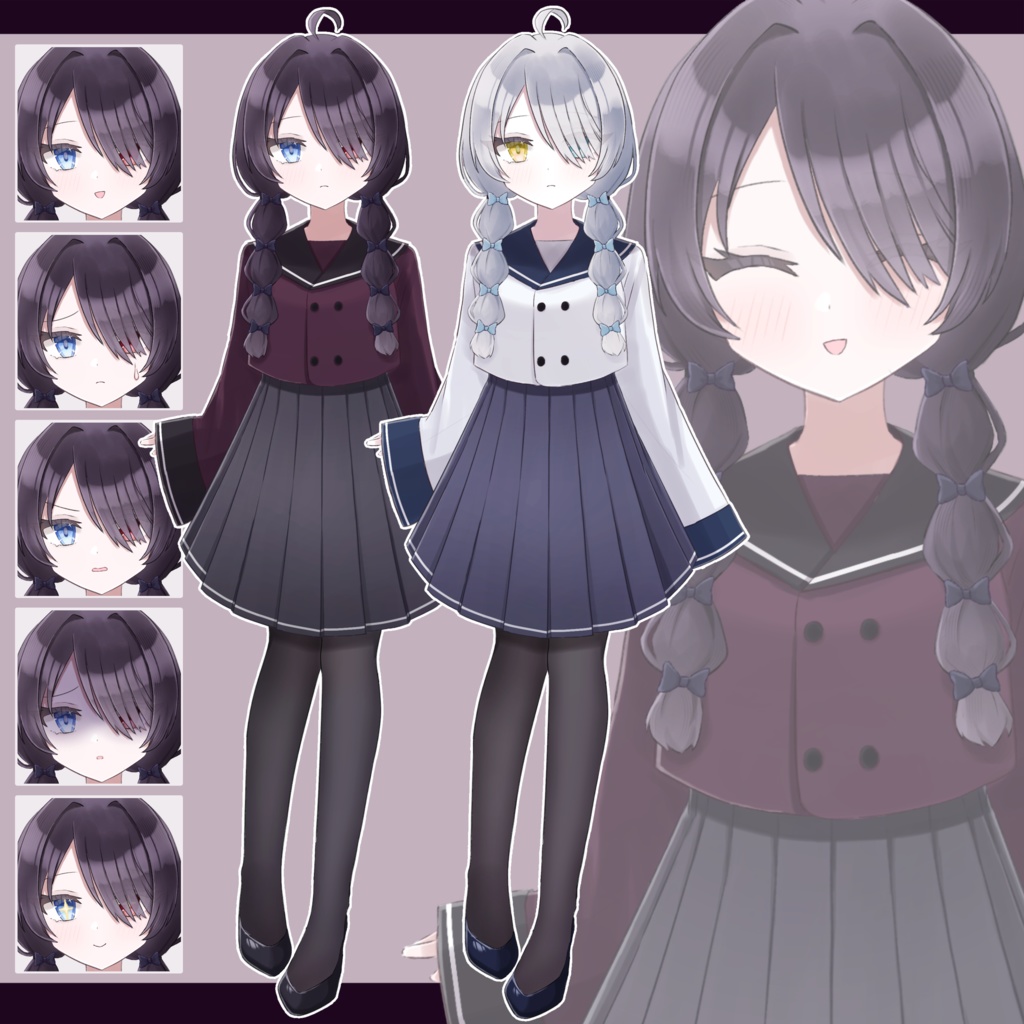 【フリー素材】立ち絵素材12 セーラー服の少女【表情20種】