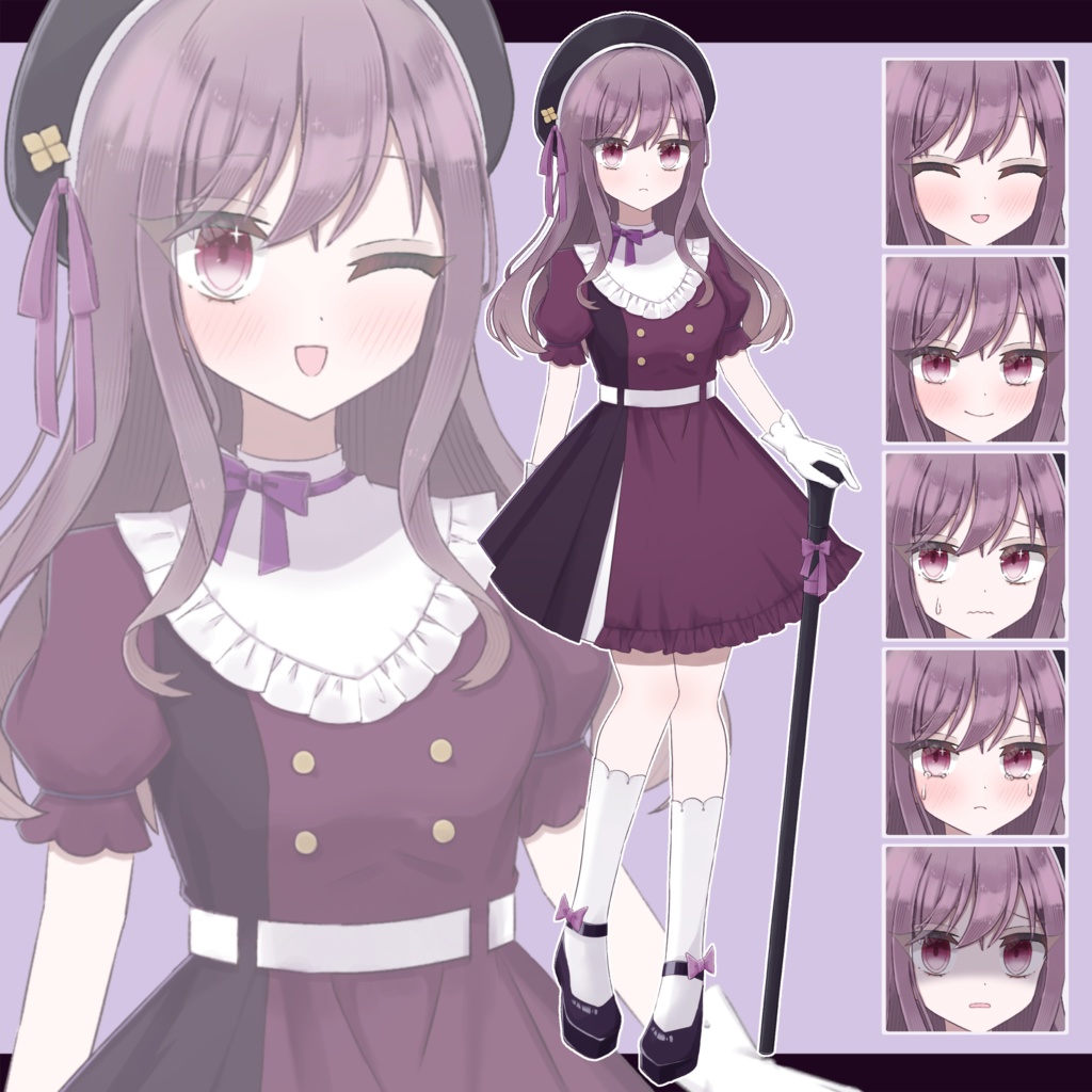 【フリー素材】立ち絵素材14 杖の女の子【表情35種】