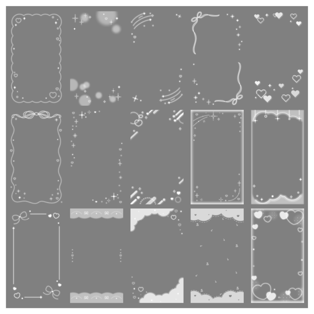 【100種】ハートリボン9:16フレームセット