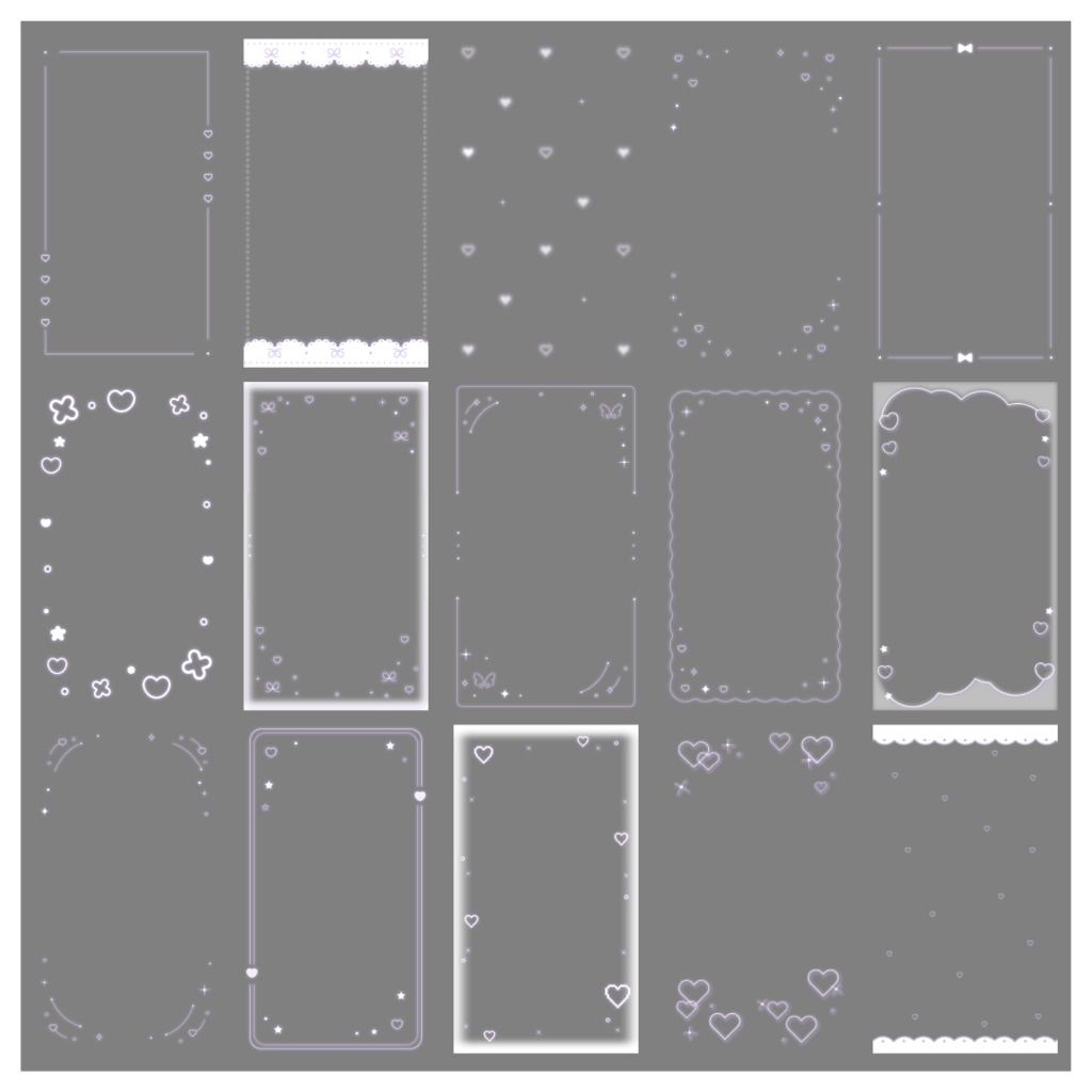 【100種】ハートリボン9:16フレームセット