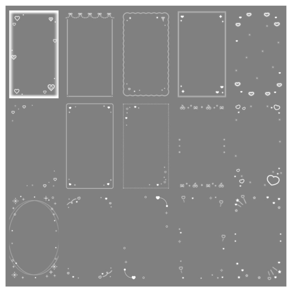 【100種】ハートリボン9:16フレームセット