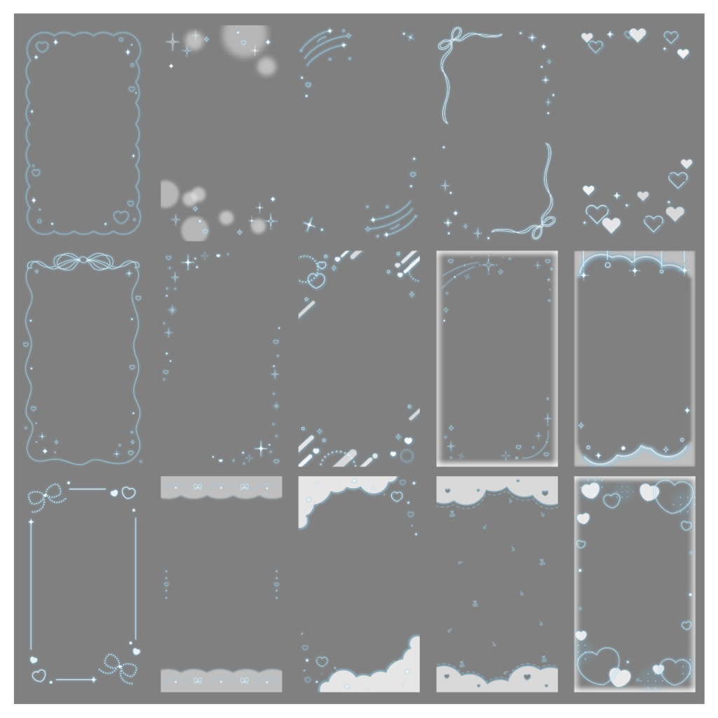 【100種】ハートリボン9:16フレームセット