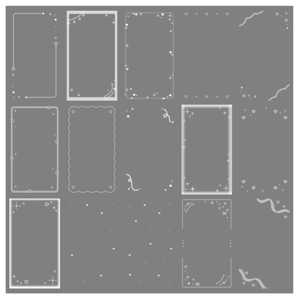 【100種】ハートリボン9:16フレームセット