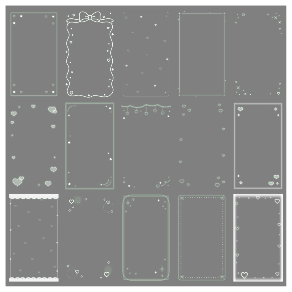 【100種】ハートリボン9:16フレームセット