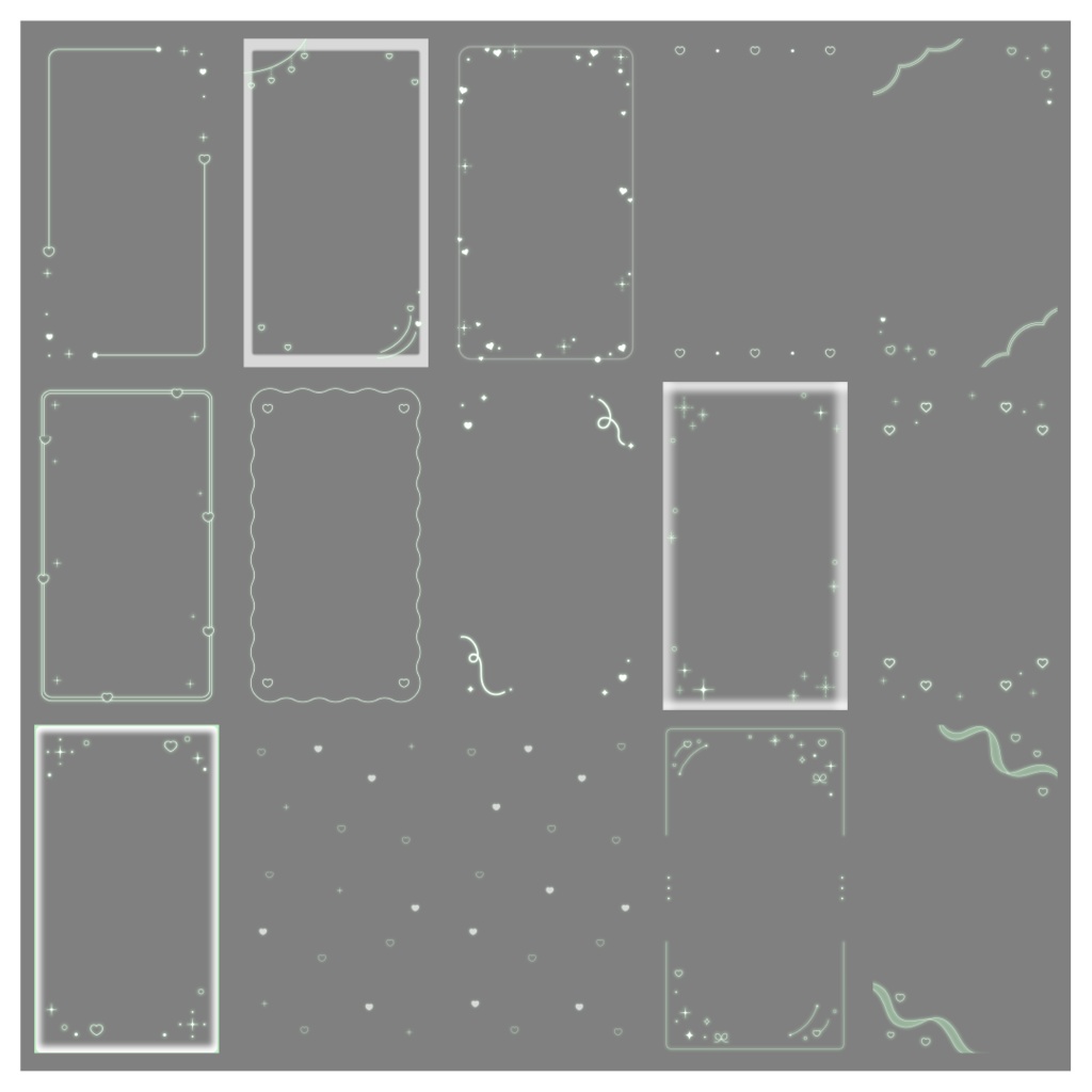 【100種】ハートリボン9:16フレームセット