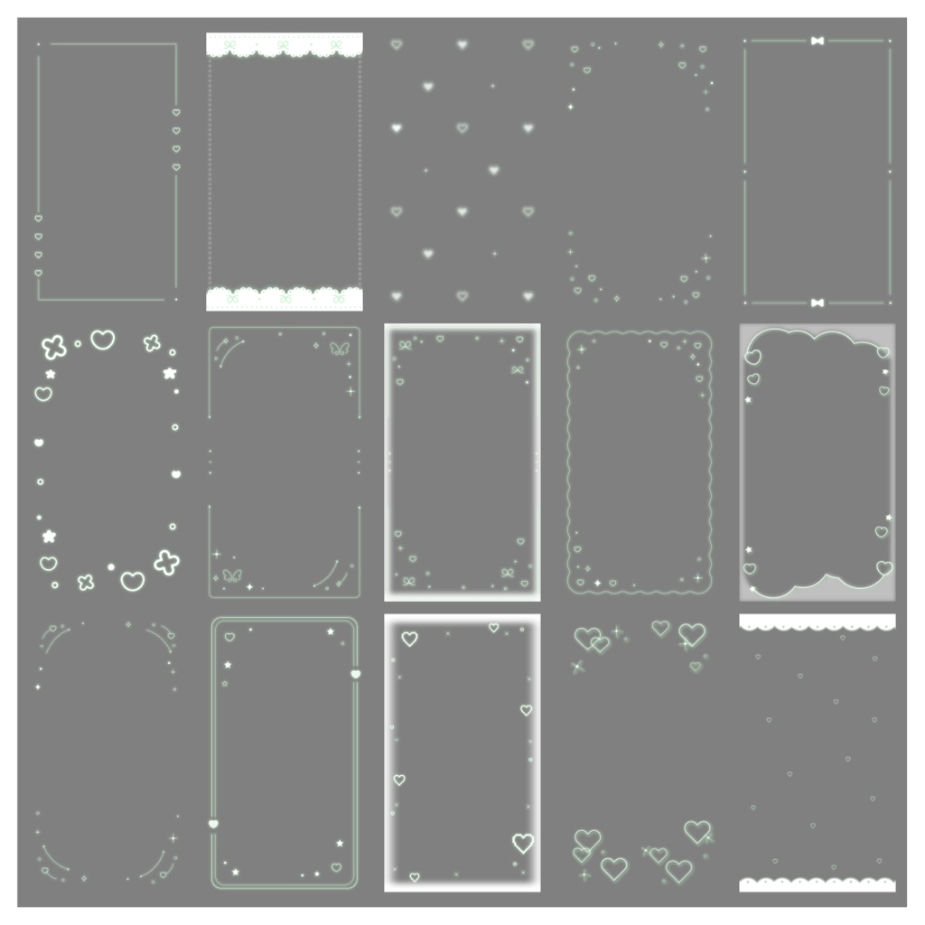 【100種】ハートリボン9:16フレームセット