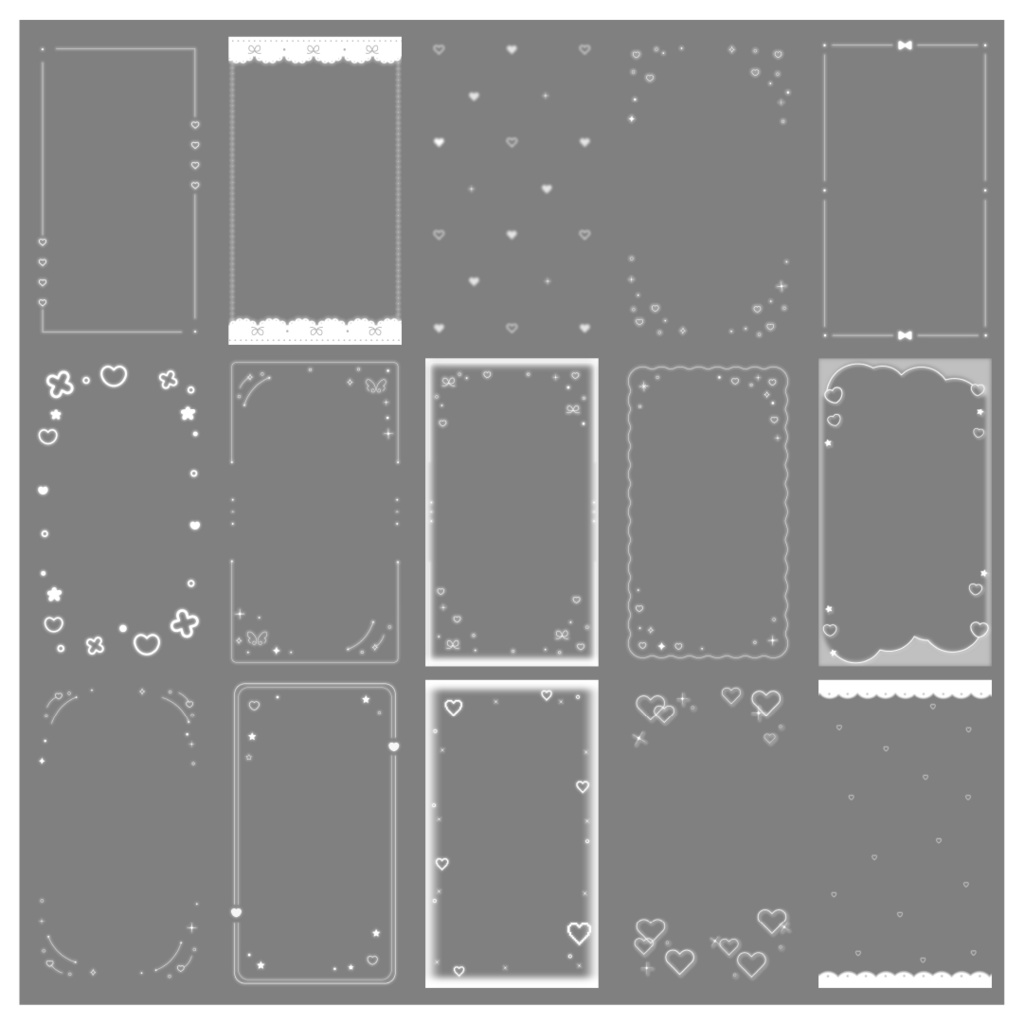 【100種】ハートリボン9:16フレームセット