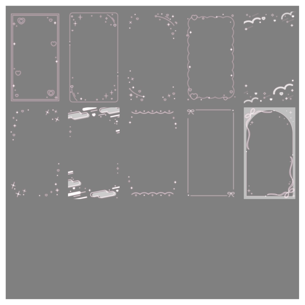 【100種】ハートリボン9:16フレームセット