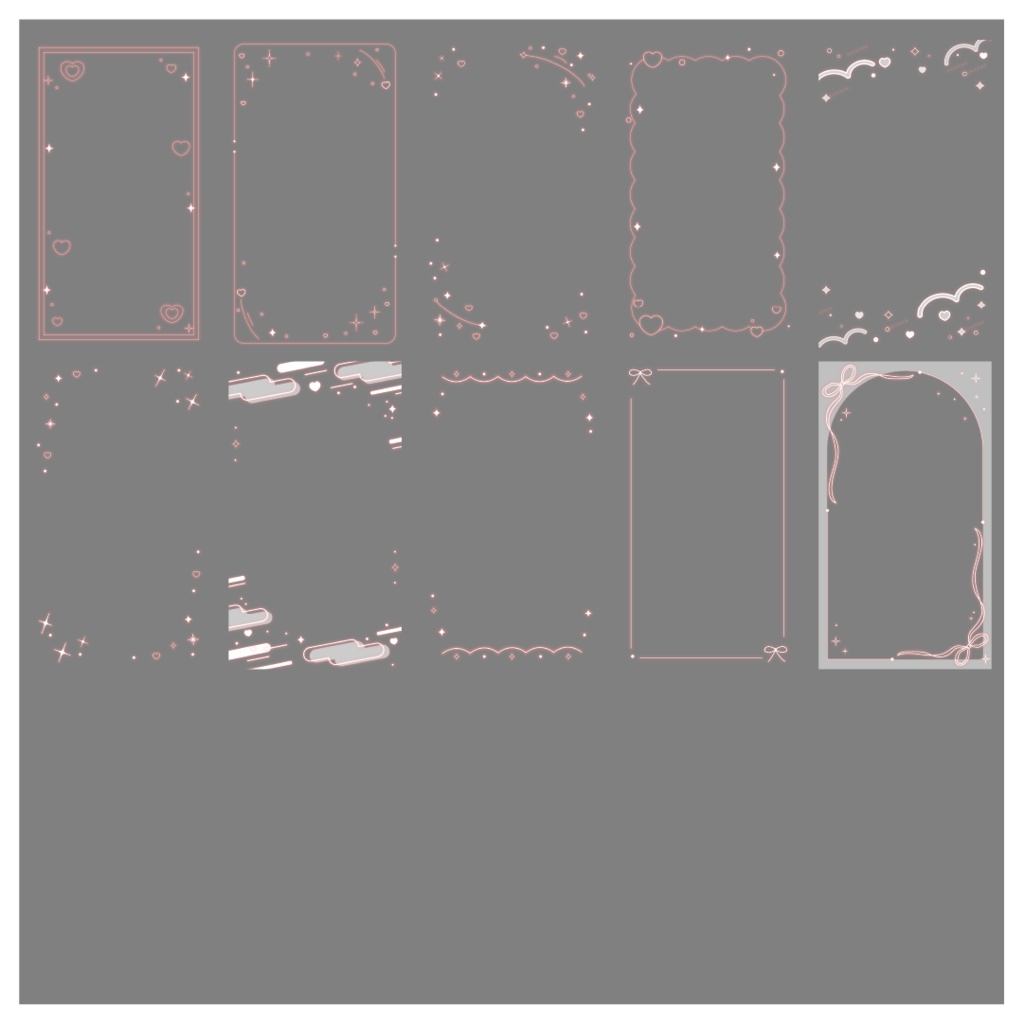 【100種】ハートリボン9:16フレームセット