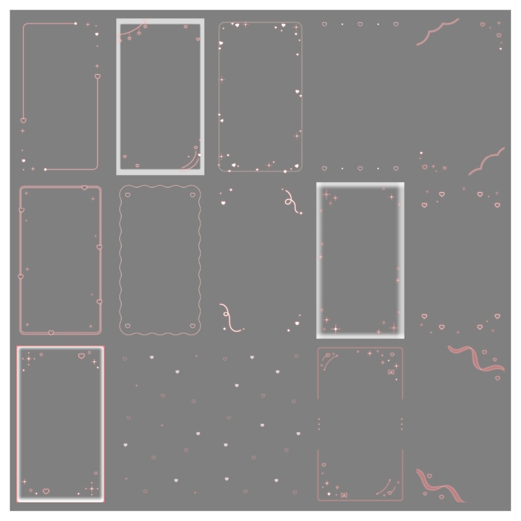 【100種】ハートリボン9:16フレームセット