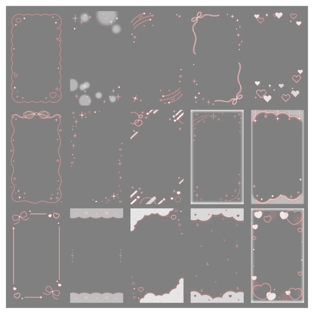 【100種】ハートリボン9:16フレームセット