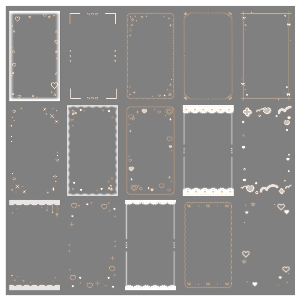 【100種】ハートリボン9:16フレームセット