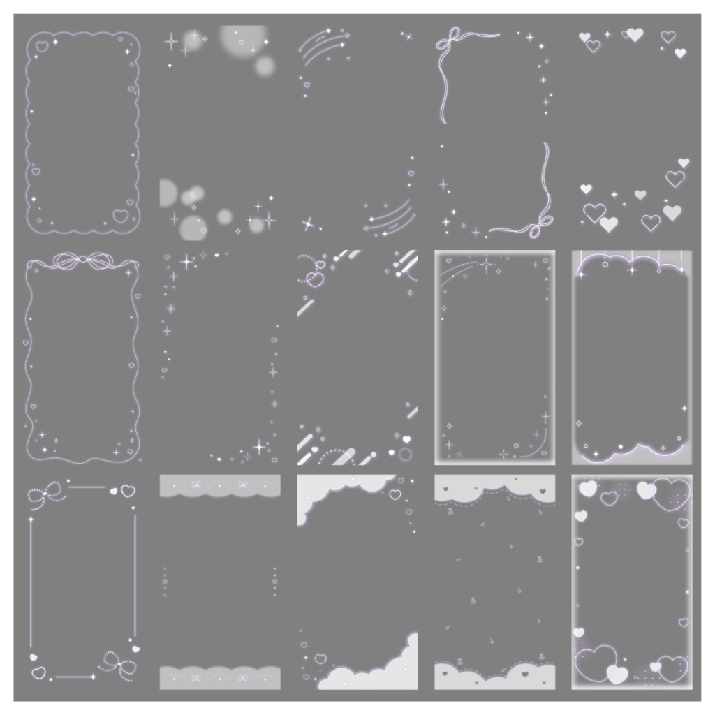 【100種】ハートリボン9:16フレームセット