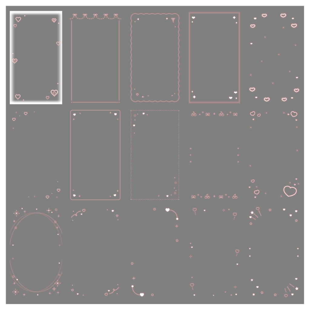 【100種】ハートリボン9:16フレームセット