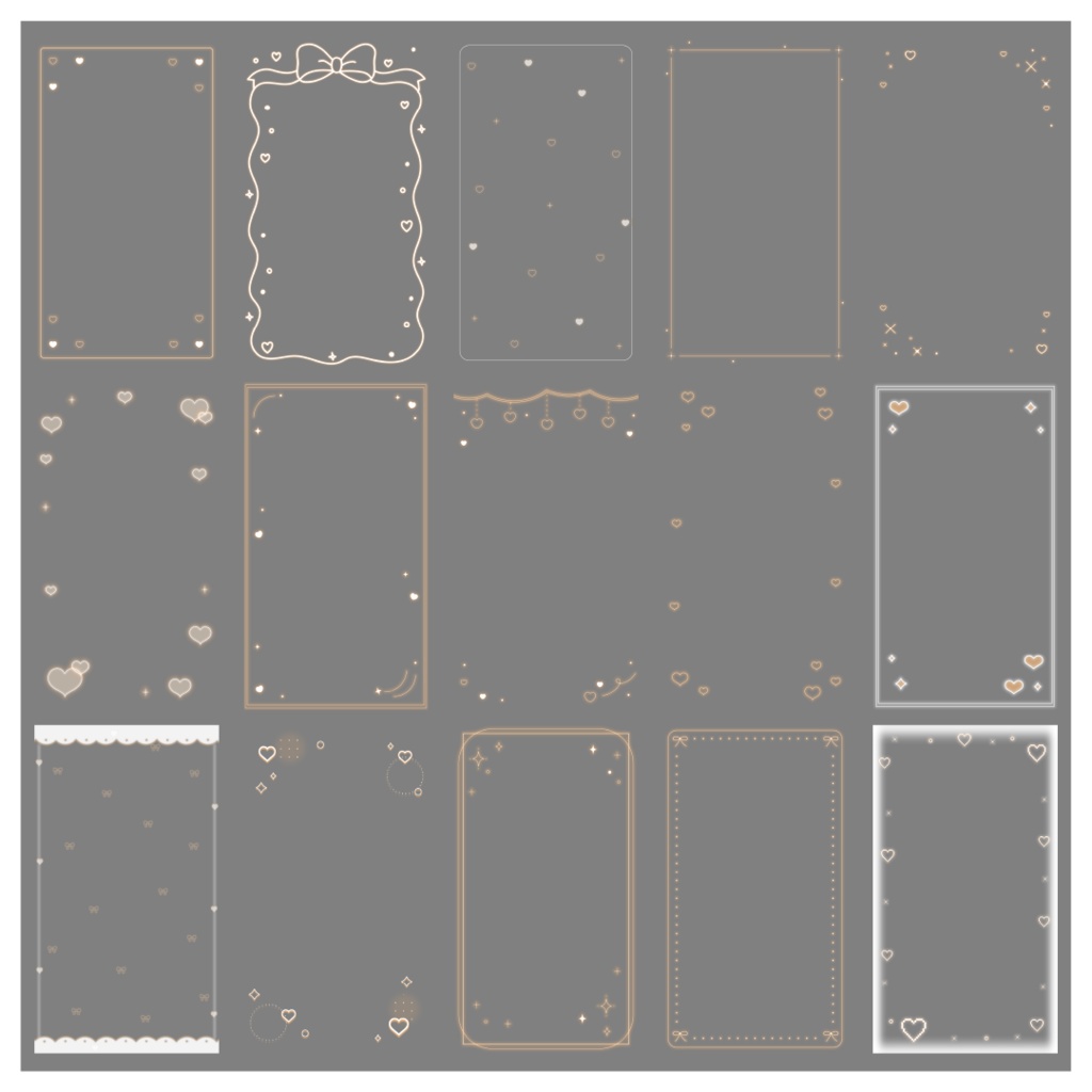 【100種】ハートリボン9:16フレームセット