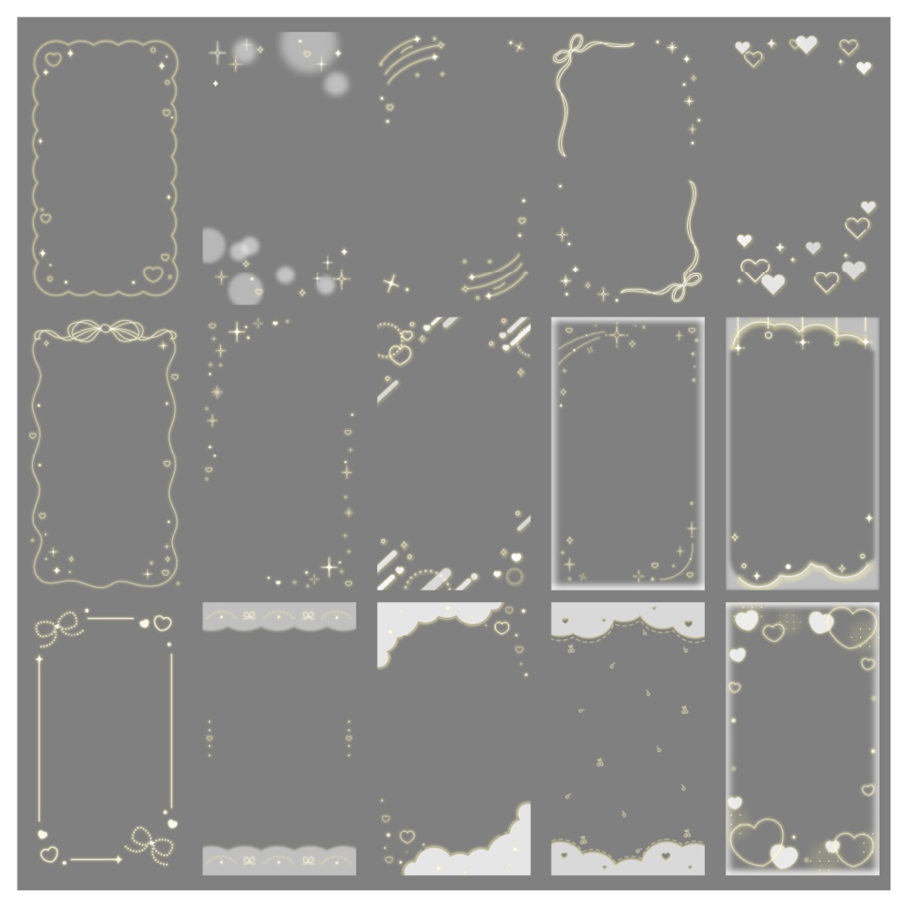 【100種】ハートリボン9:16フレームセット