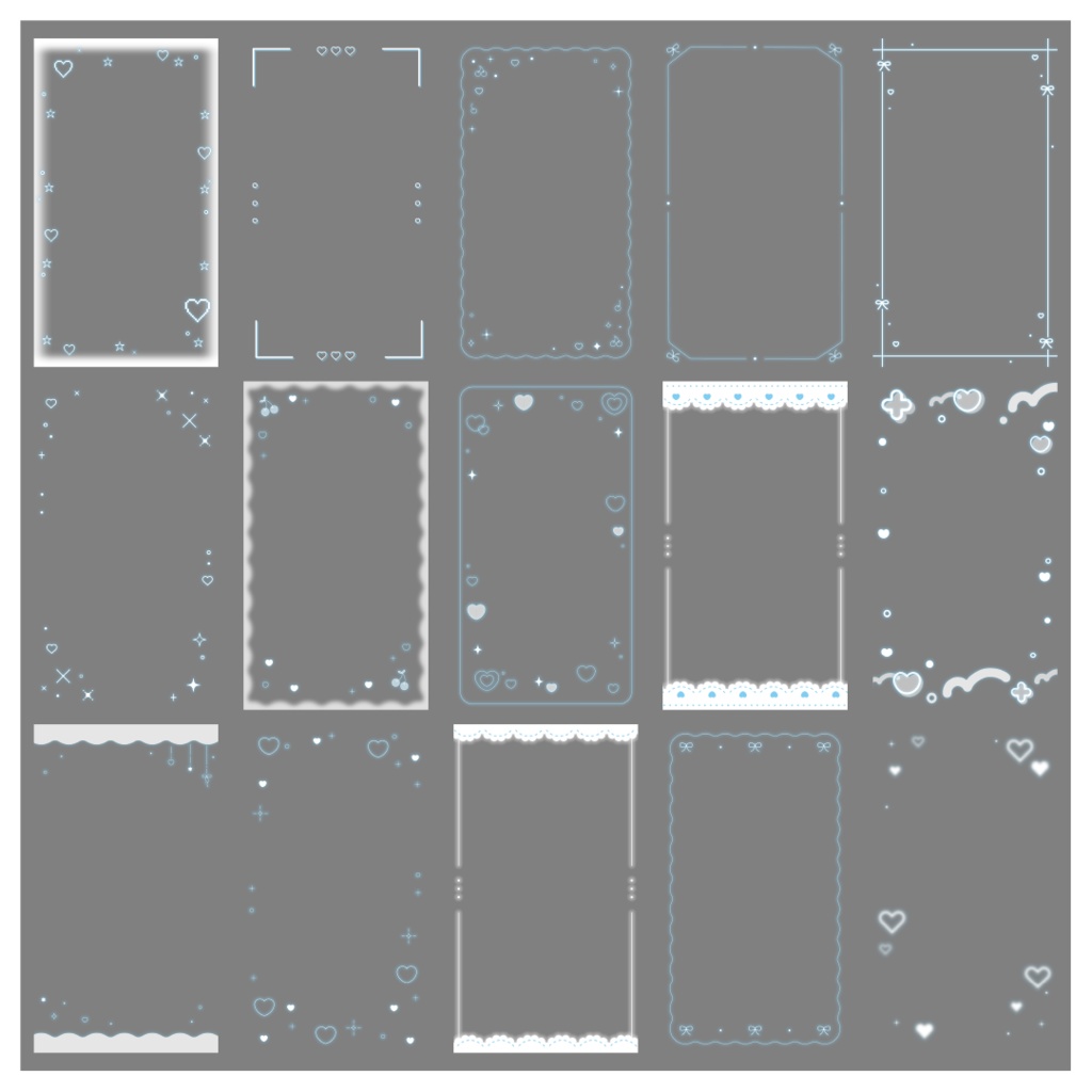 【100種】ハートリボン9:16フレームセット