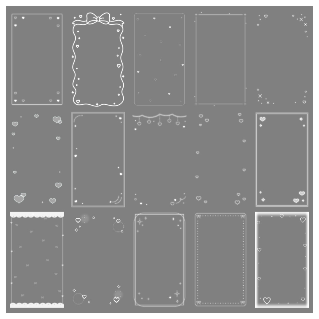 【100種】ハートリボン9:16フレームセット