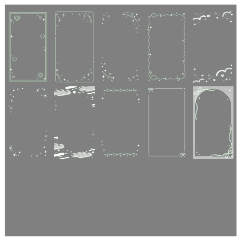 【100種】ハートリボン9:16フレームセット