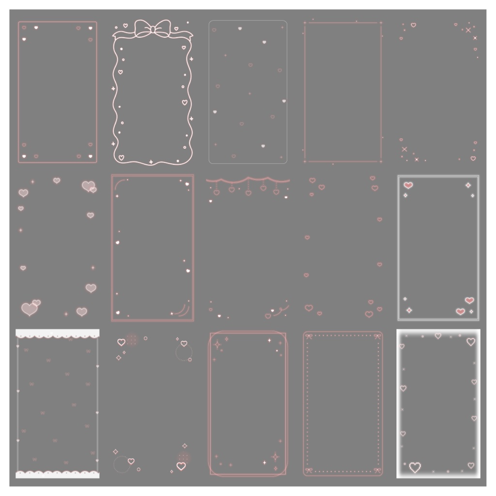 【100種】ハートリボン9:16フレームセット