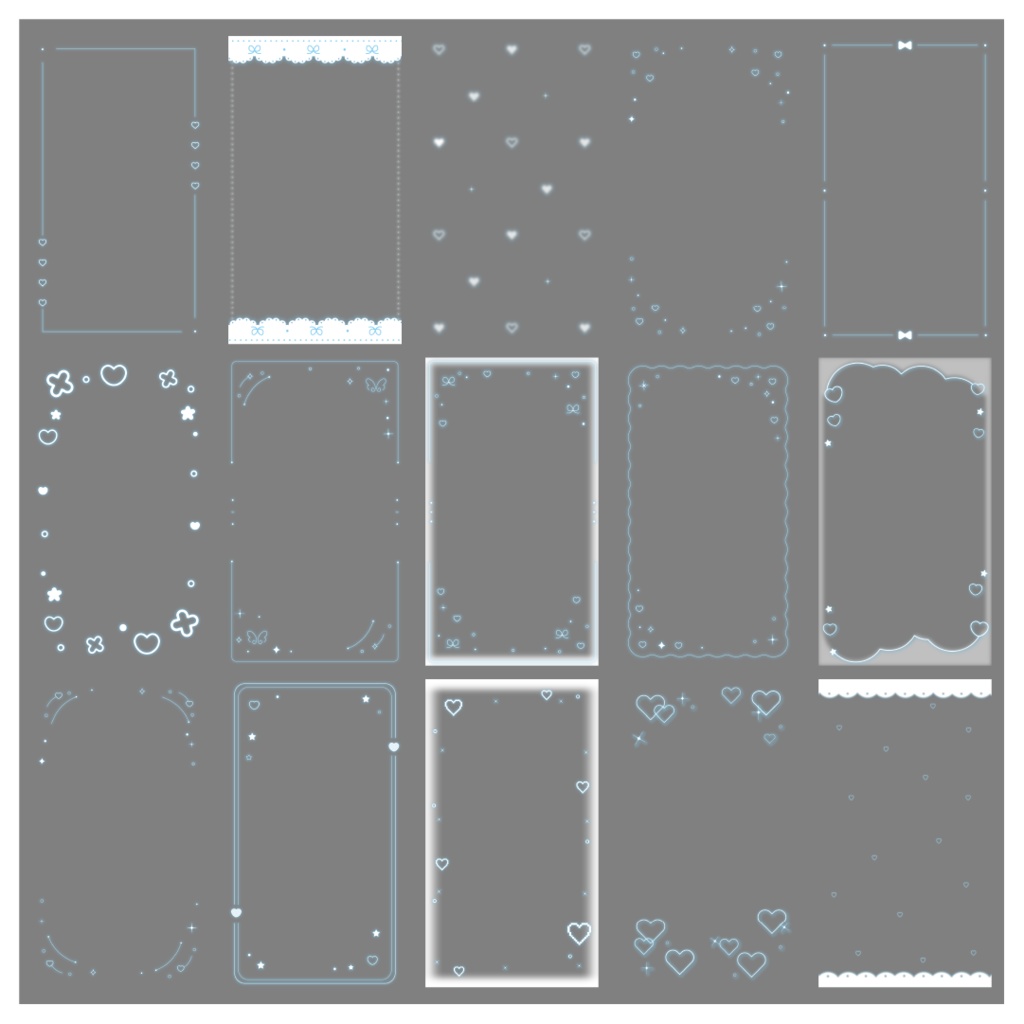 【100種】ハートリボン9:16フレームセット