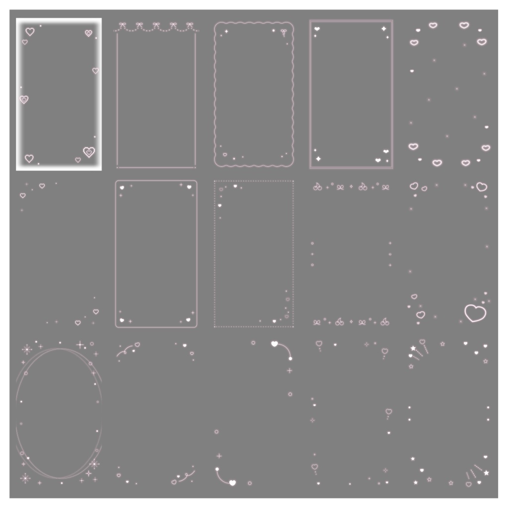 【100種】ハートリボン9:16フレームセット