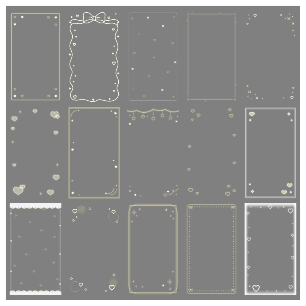 【100種】ハートリボン9:16フレームセット