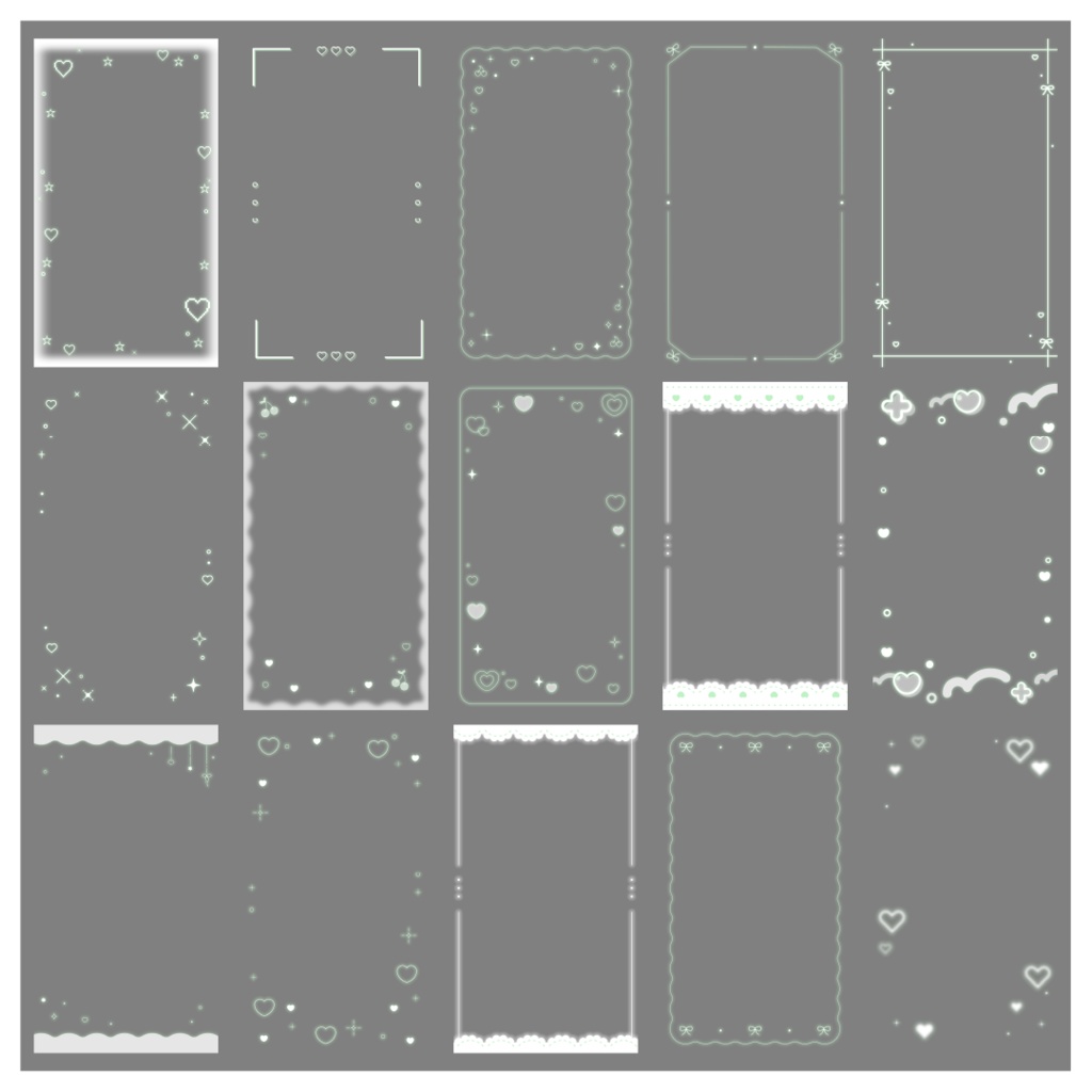 【100種】ハートリボン9:16フレームセット