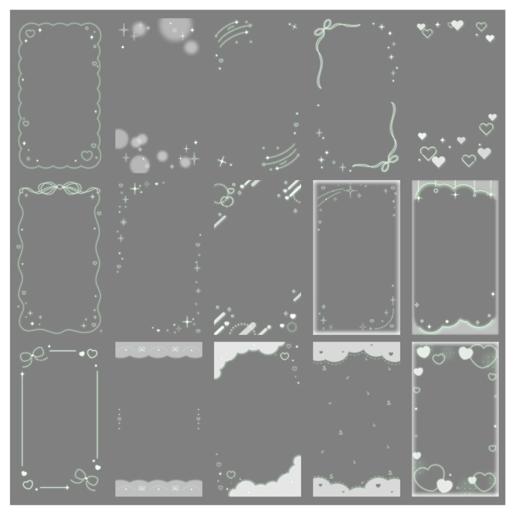 【100種】ハートリボン9:16フレームセット