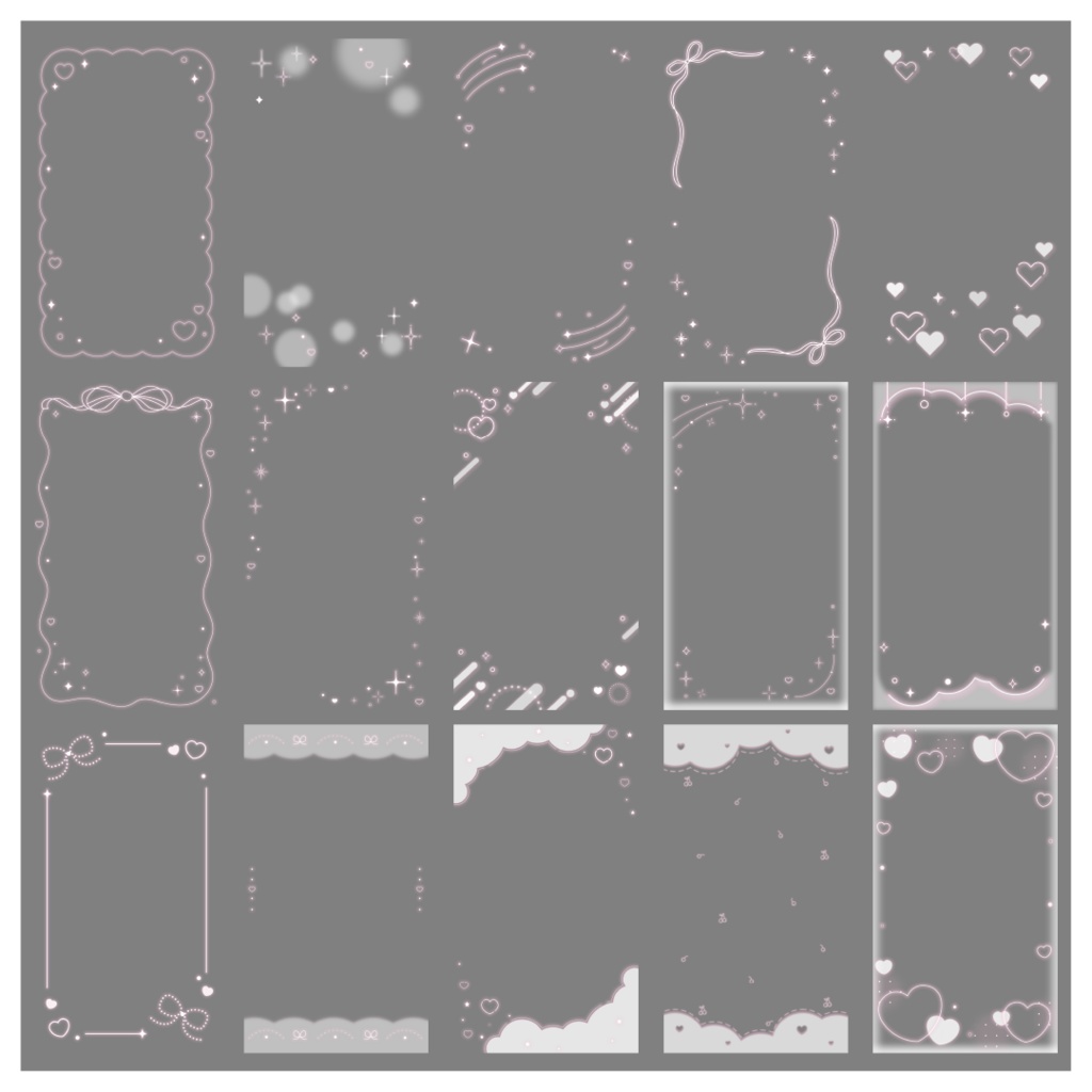 【100種】ハートリボン9:16フレームセット