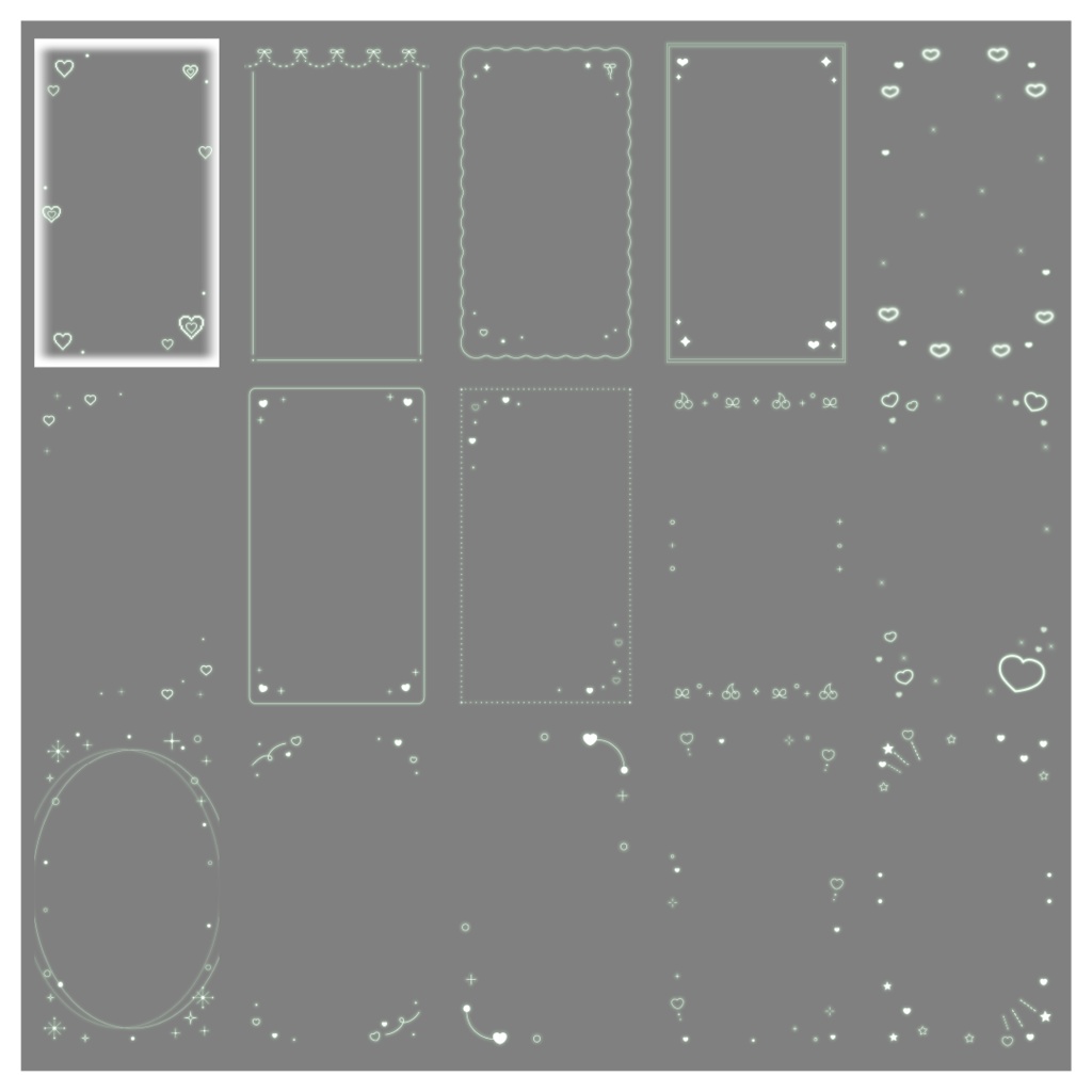 【100種】ハートリボン9:16フレームセット