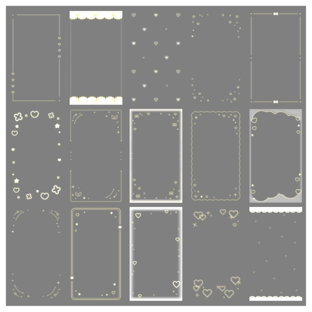 【100種】ハートリボン9:16フレームセット