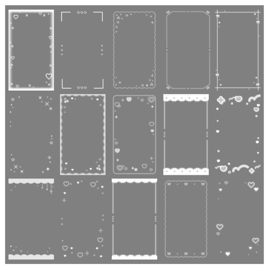 【100種】ハートリボン9:16フレームセット