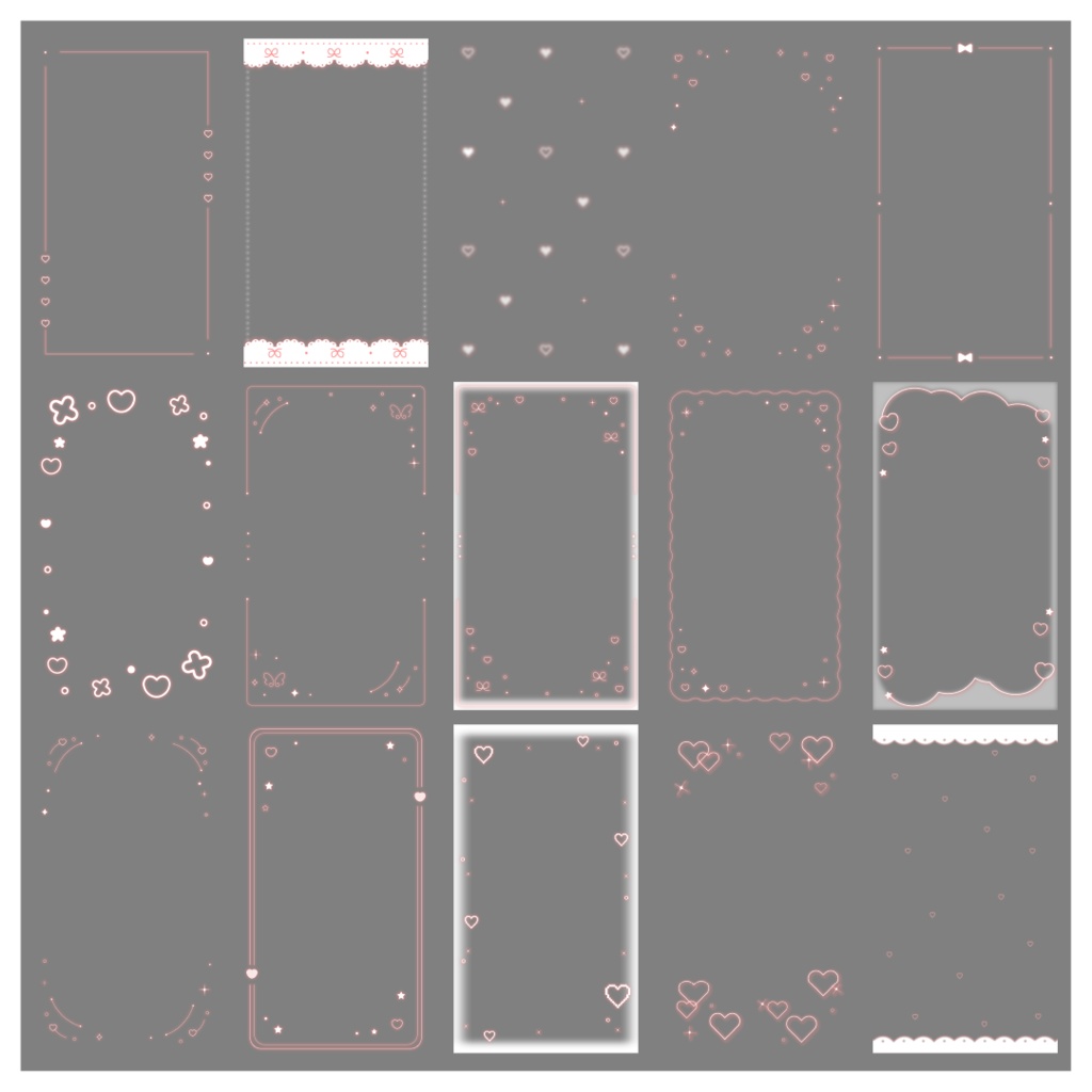 【100種】ハートリボン9:16フレームセット