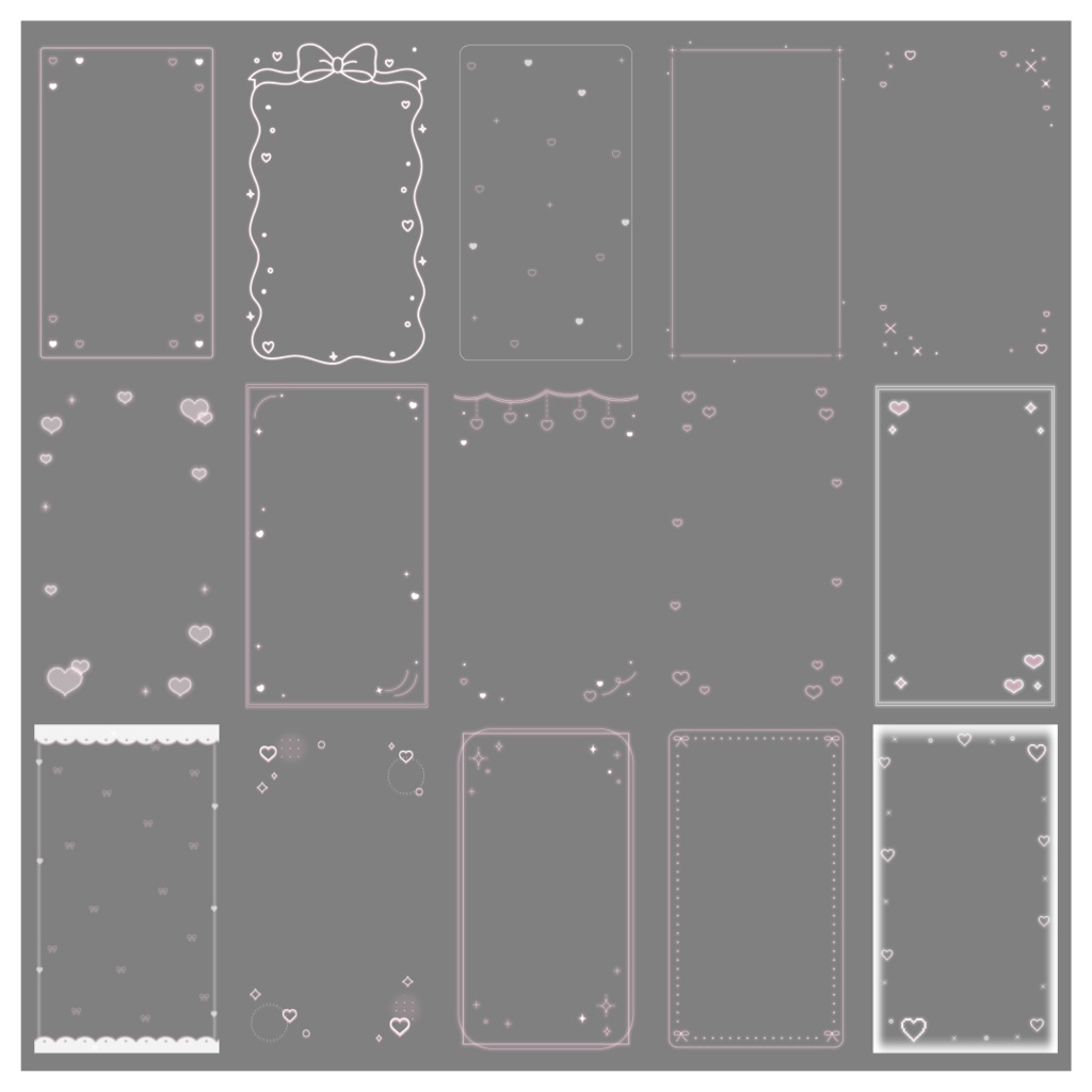 【100種】ハートリボン9:16フレームセット