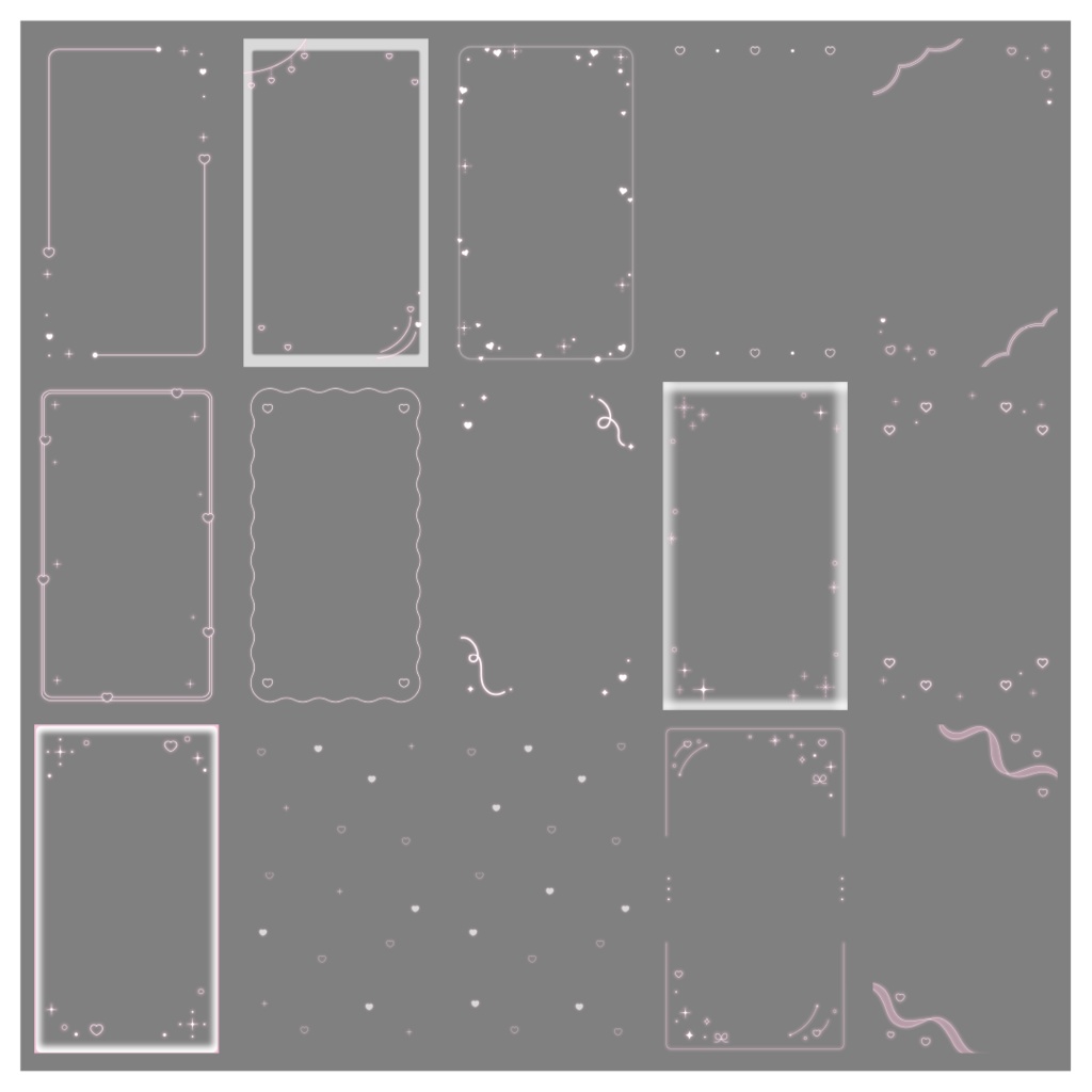 【100種】ハートリボン9:16フレームセット